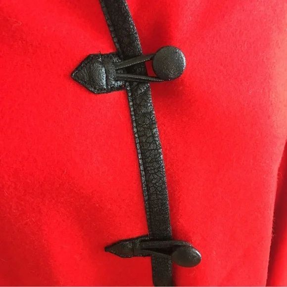 Vintage Pendleton Vest & Cape 12 Red Wool Black faux leather trim 2 piece